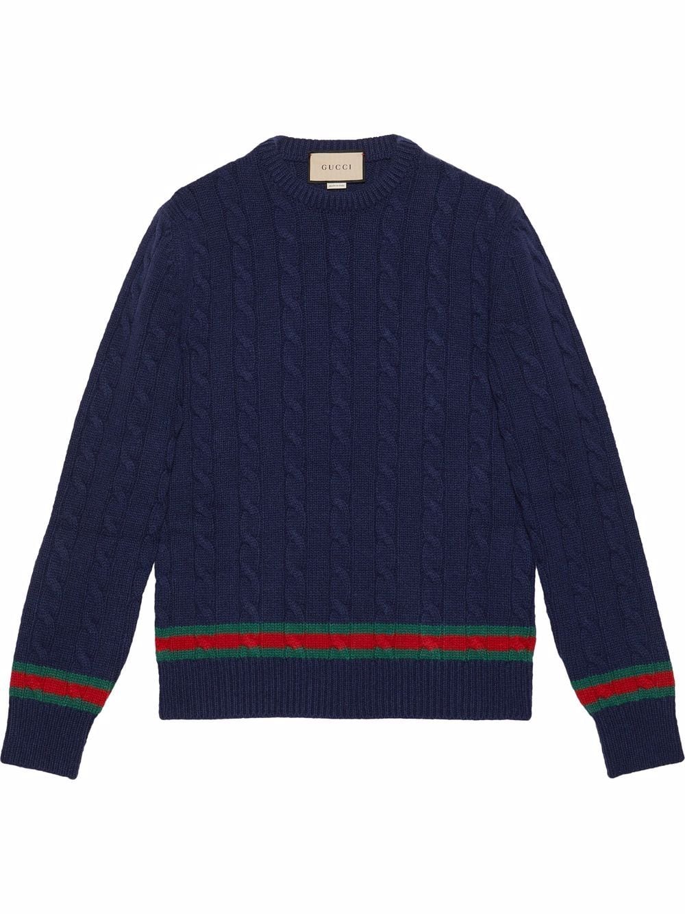 Web-stripe cable-knit jumper