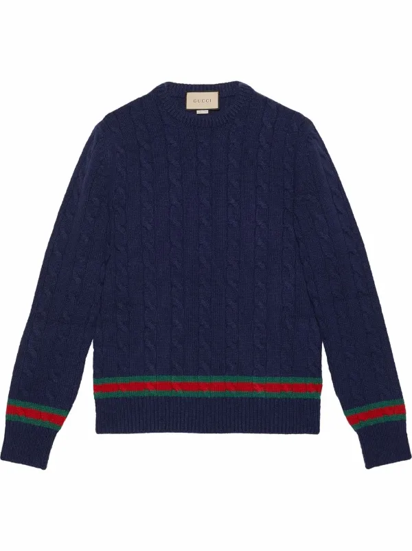 Gucci ウェブストライプ ケーブルニット セーター 通販 - FARFETCH