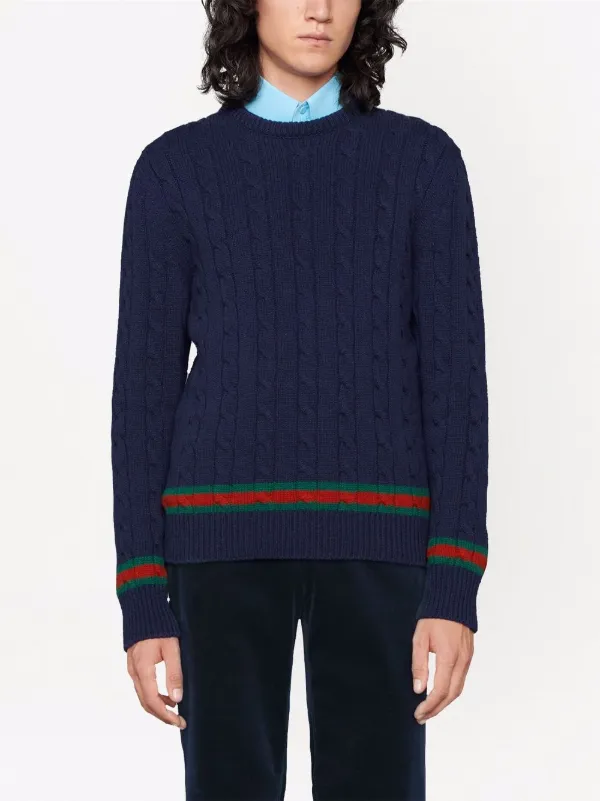 Gucci ウェブストライプ ケーブルニット セーター 通販 - FARFETCH