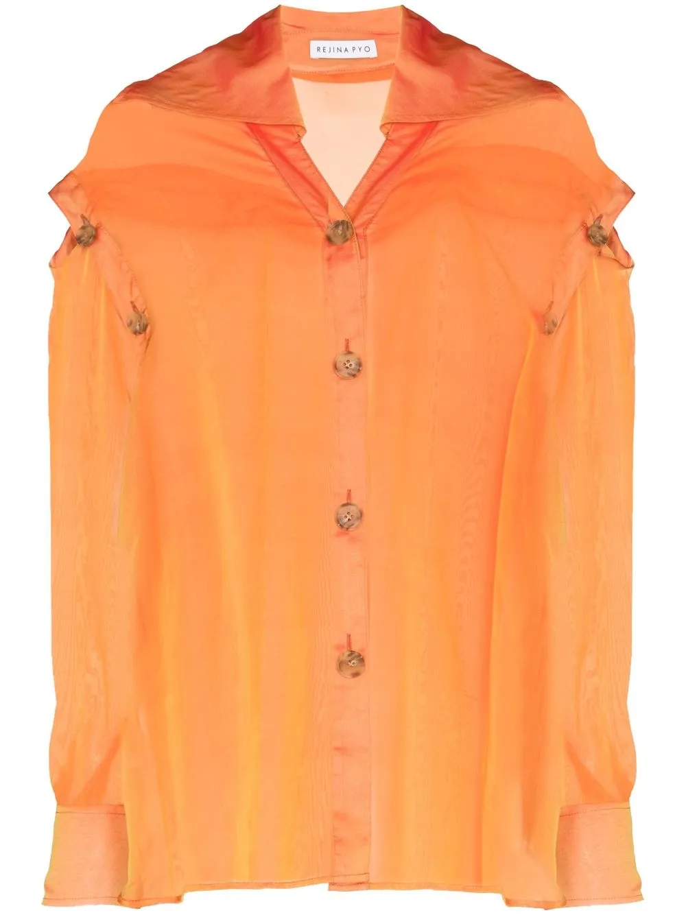 

Rejina Pyo blusa transparente con aberturas - Naranja