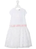 Aigner Kids logo-print tulle dress - White