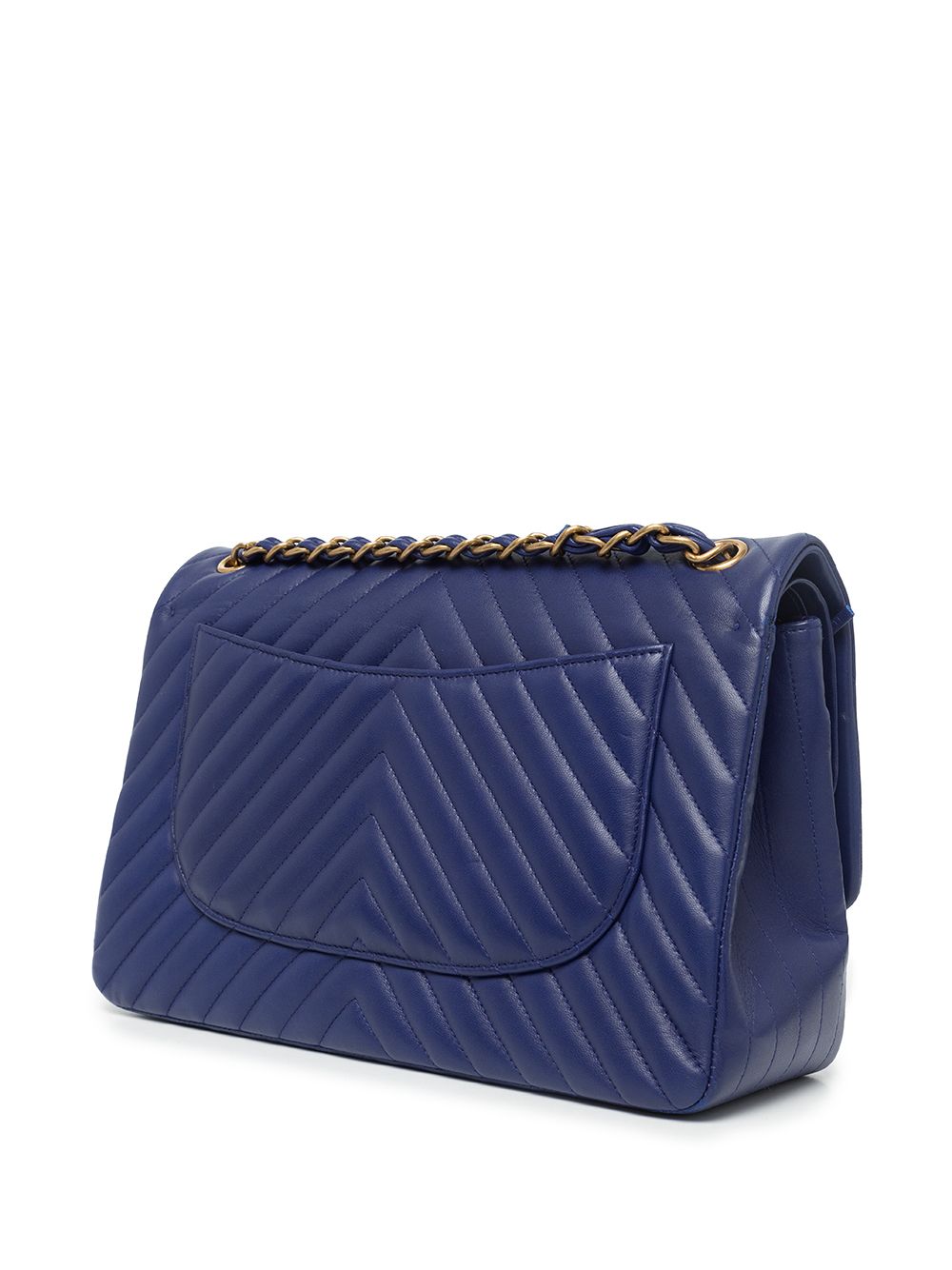 Chanel Pre-owned Jumbo Chevron Double Flap Shoulder Bag - Blue