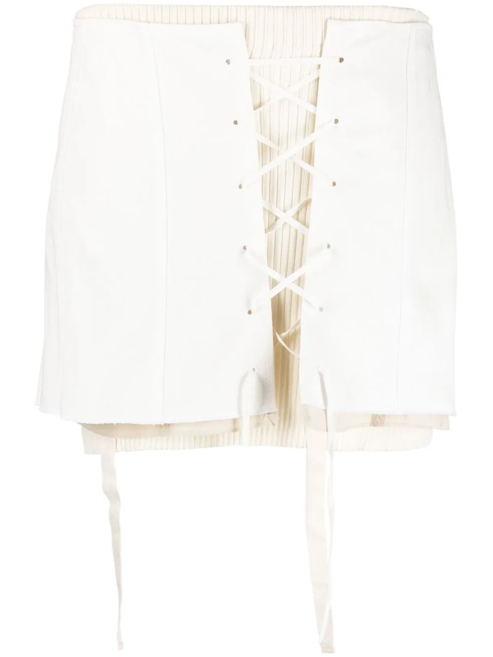 

Acne Studios layered lace-up mini skirt - White
