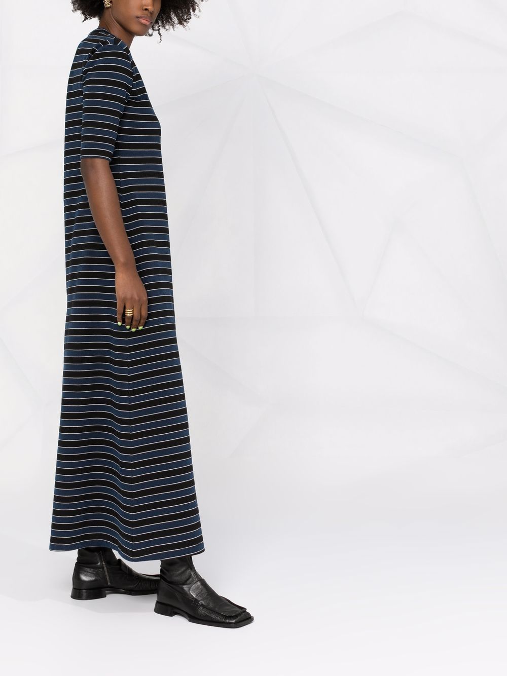 фото Sunnei stripe-print cotton-blend knitted dress