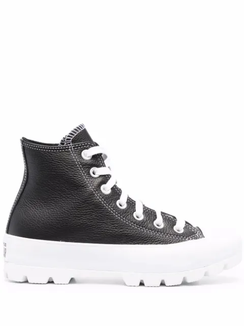 Converse logo-patch lugged leather trainers