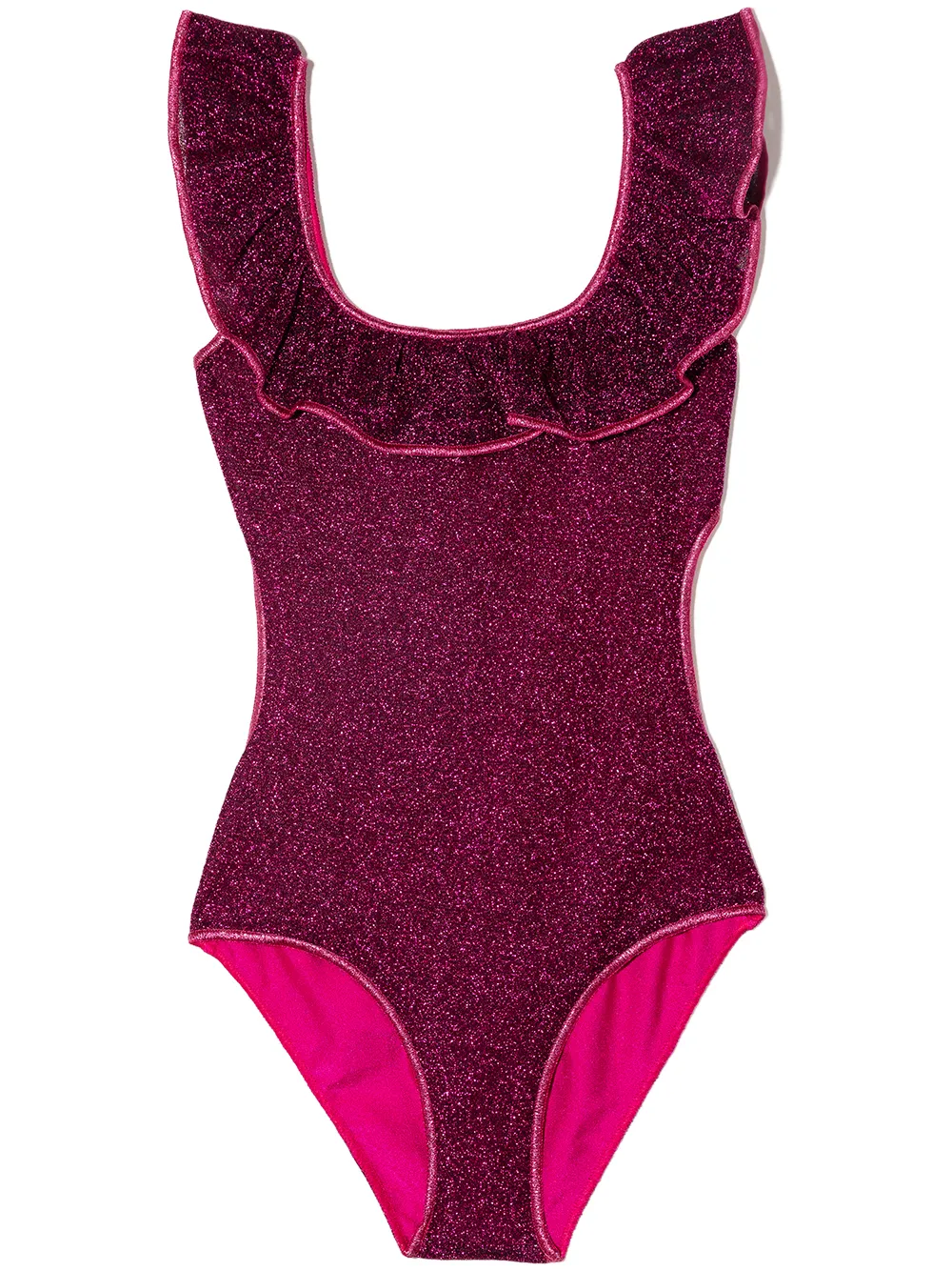 

Oseree Kids metallic-effect ruffled swimsuit - Neutrals