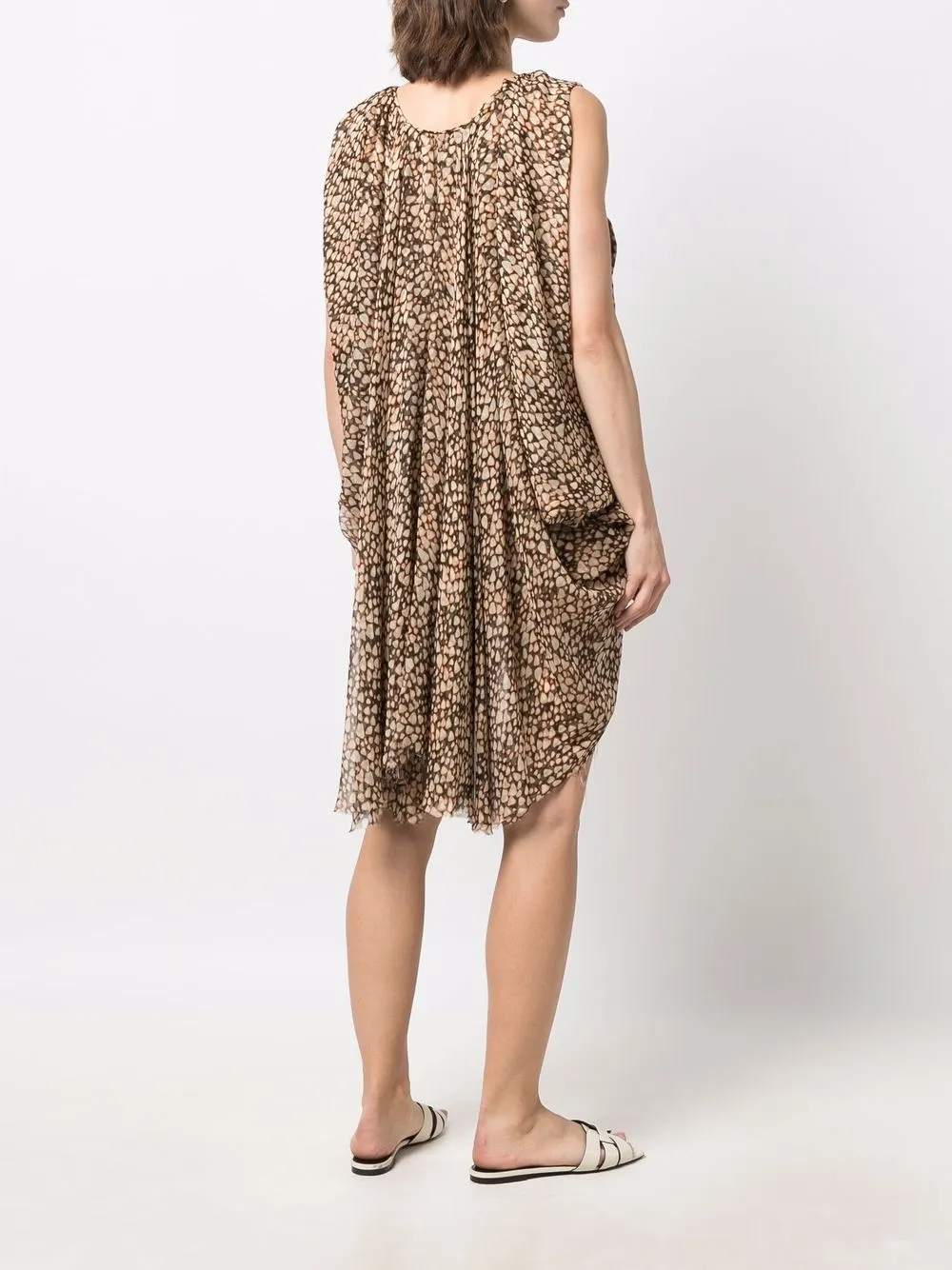 SAINT LAURENT 2000S ANIMAL-PRINT SLEEVELESS SILK DRESS
