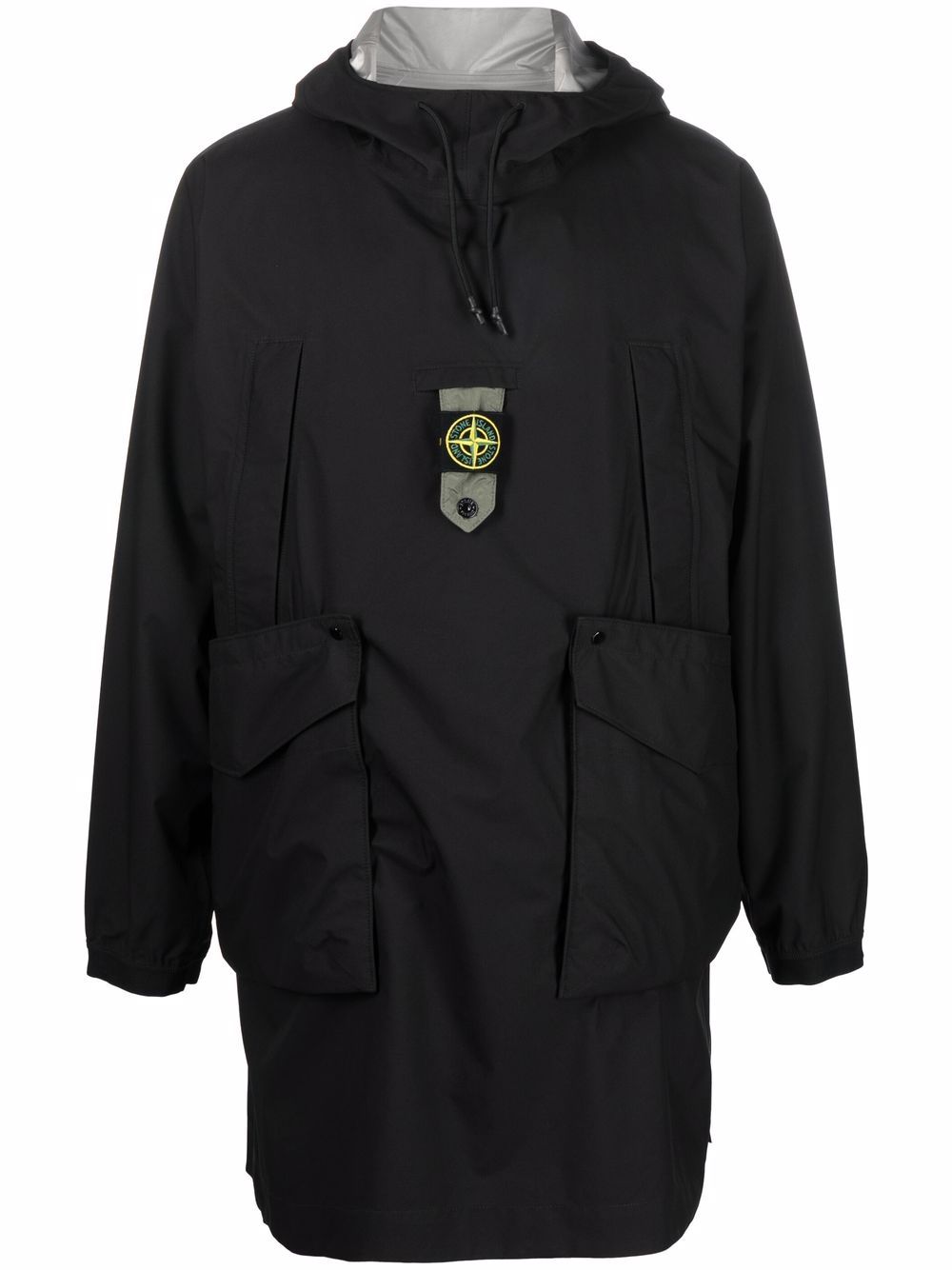 Stone Island logo-patch drawstring-hood Raincoat - Farfetch