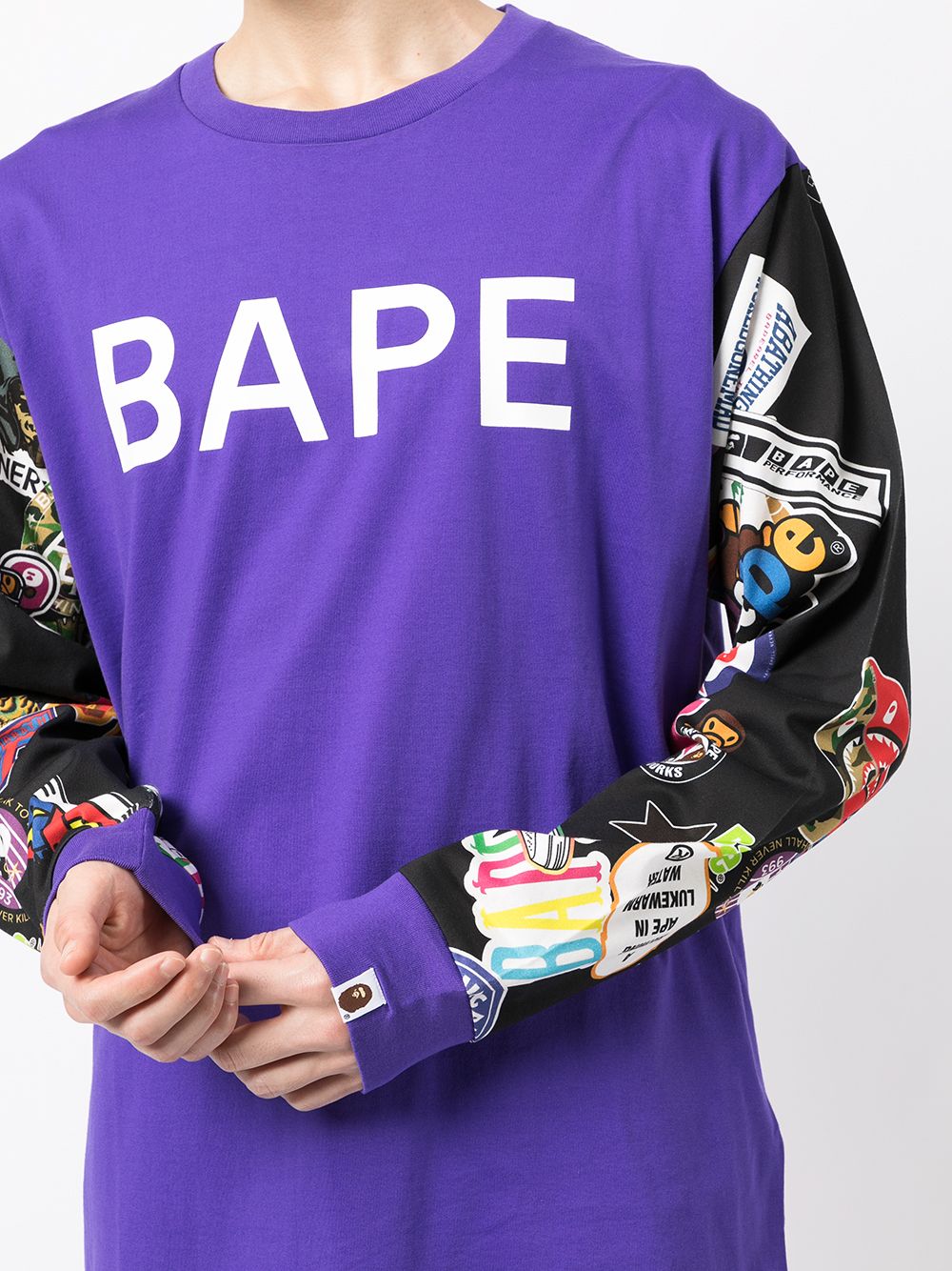 фото A bathing ape® футболка с контрастными рукавами и логотипом