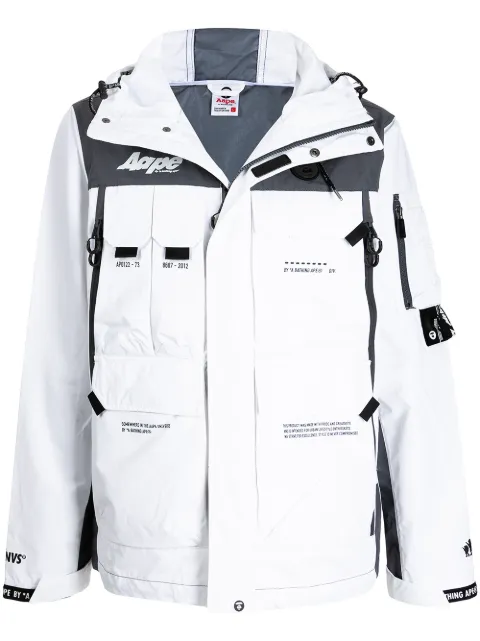 AAPE BY *A BATHING APE® جاكيت بهودي وطبعة شعار الماركة