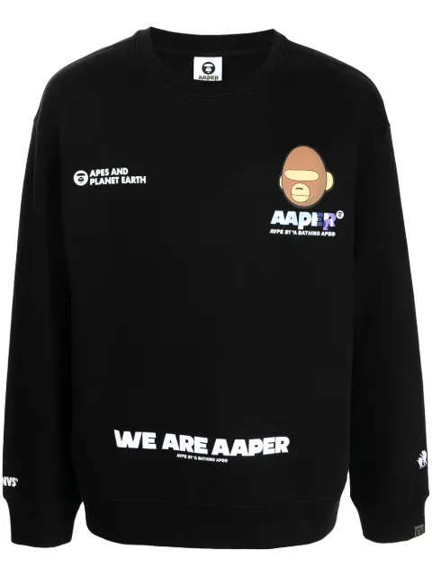AAPE BY *A BATHING APE® سويت شيرت بأكمام طويلة وطبعة شعار الماركة