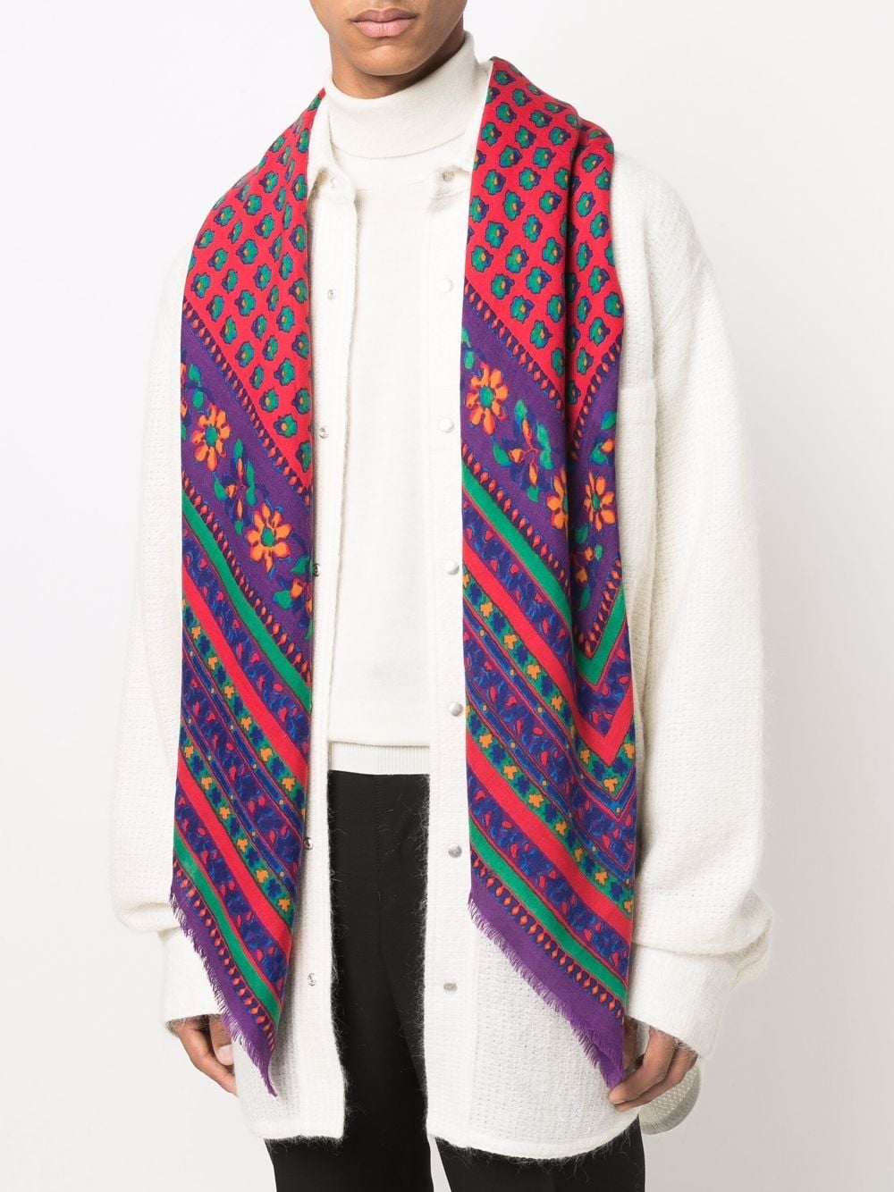 Saint Laurent Pre-Owned 1970s pre-owned sjaal met geometrische print - Paars
