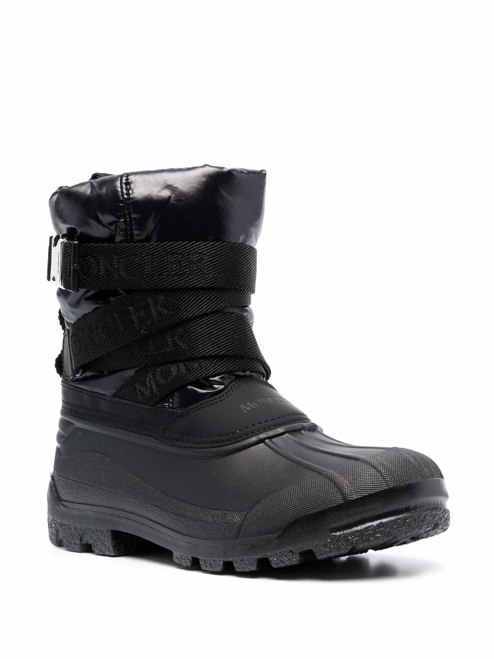 Shop Moncler Panelled Buckle Ankle Boots In Black