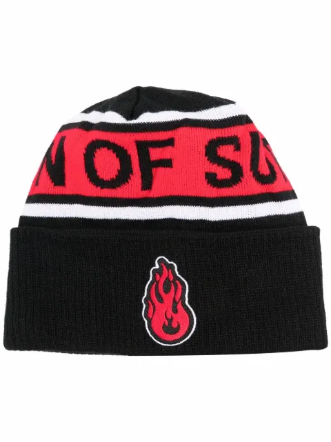 Vision Of Super gorro tejido con parche de llamas