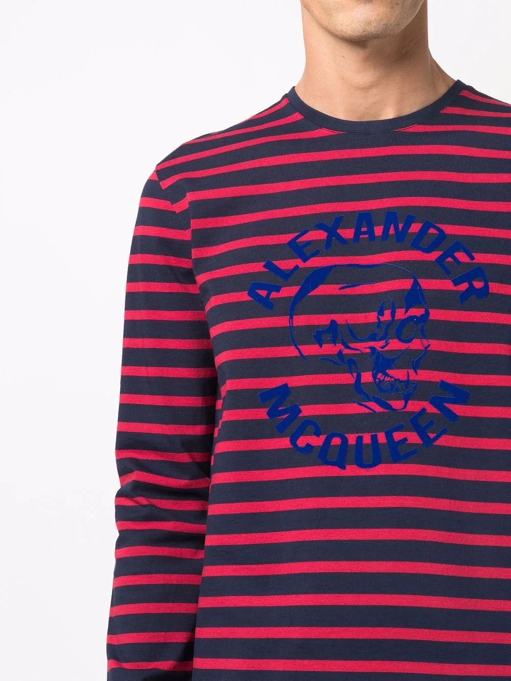 Alexander Mcqueen Striped Long Sleeve T-shirt In Blue
