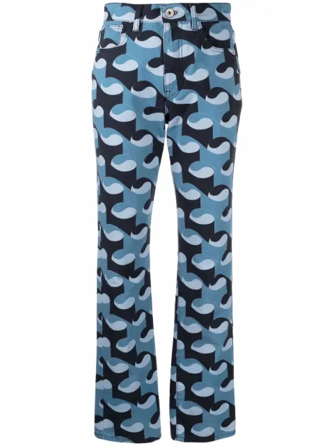 Kirin wave-print bootcut jeans 