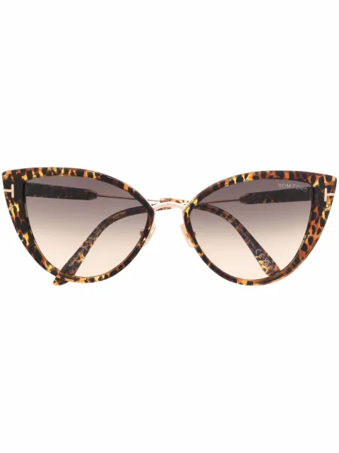 TOM FORD Eyewear نظارة شمس بإطار عين القطة زينة جلد الفهد