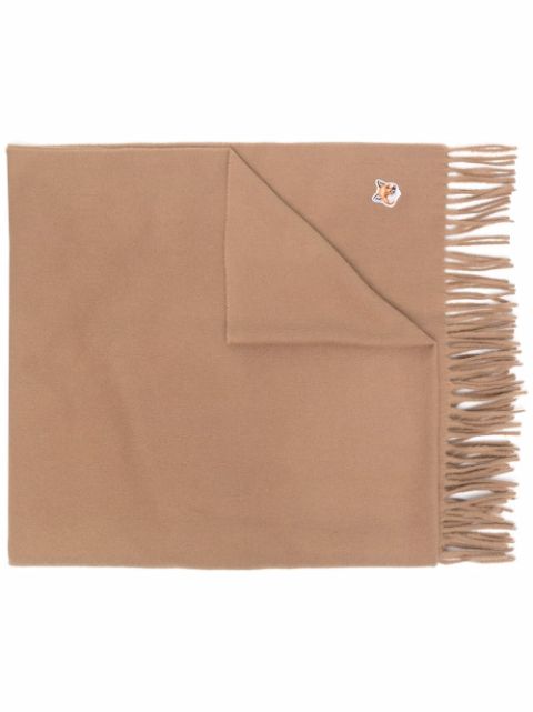 Maison Kitsuné - logo-patch fringed scarf