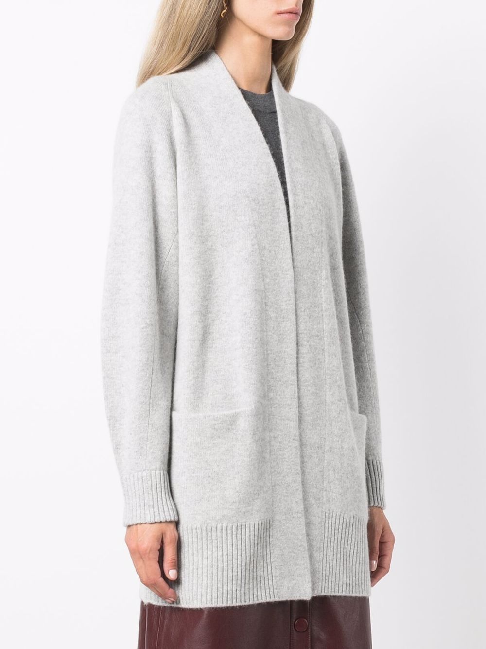 Shop Vince Long-sleeved Cashmere Cardigan In Grey