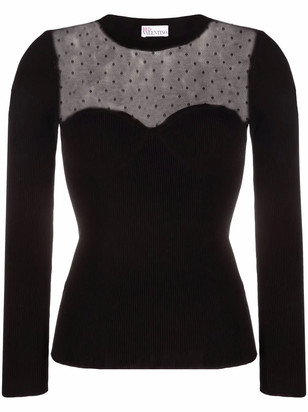 

RED Valentino suéter con panel de tul en point d'esprit - Negro