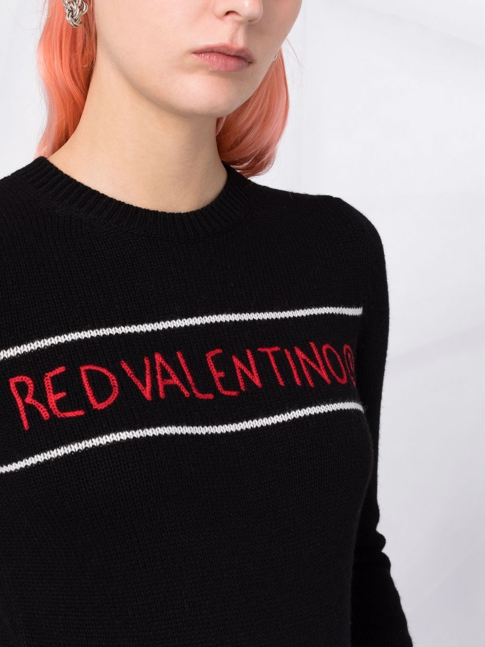 фото Red valentino embroidered logo crew neck jumper