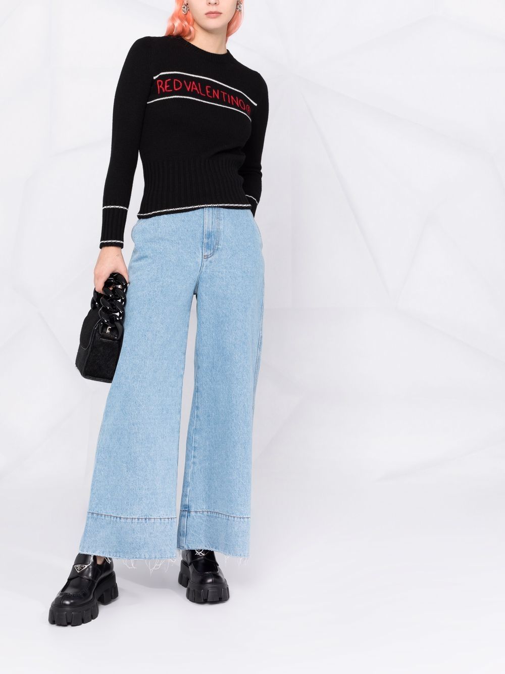 фото Red valentino embroidered logo crew neck jumper