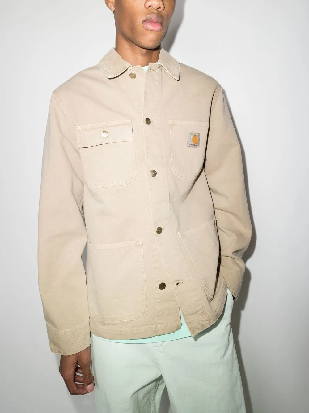 Carhartt WIP Shirtjack met logopatch - Beige