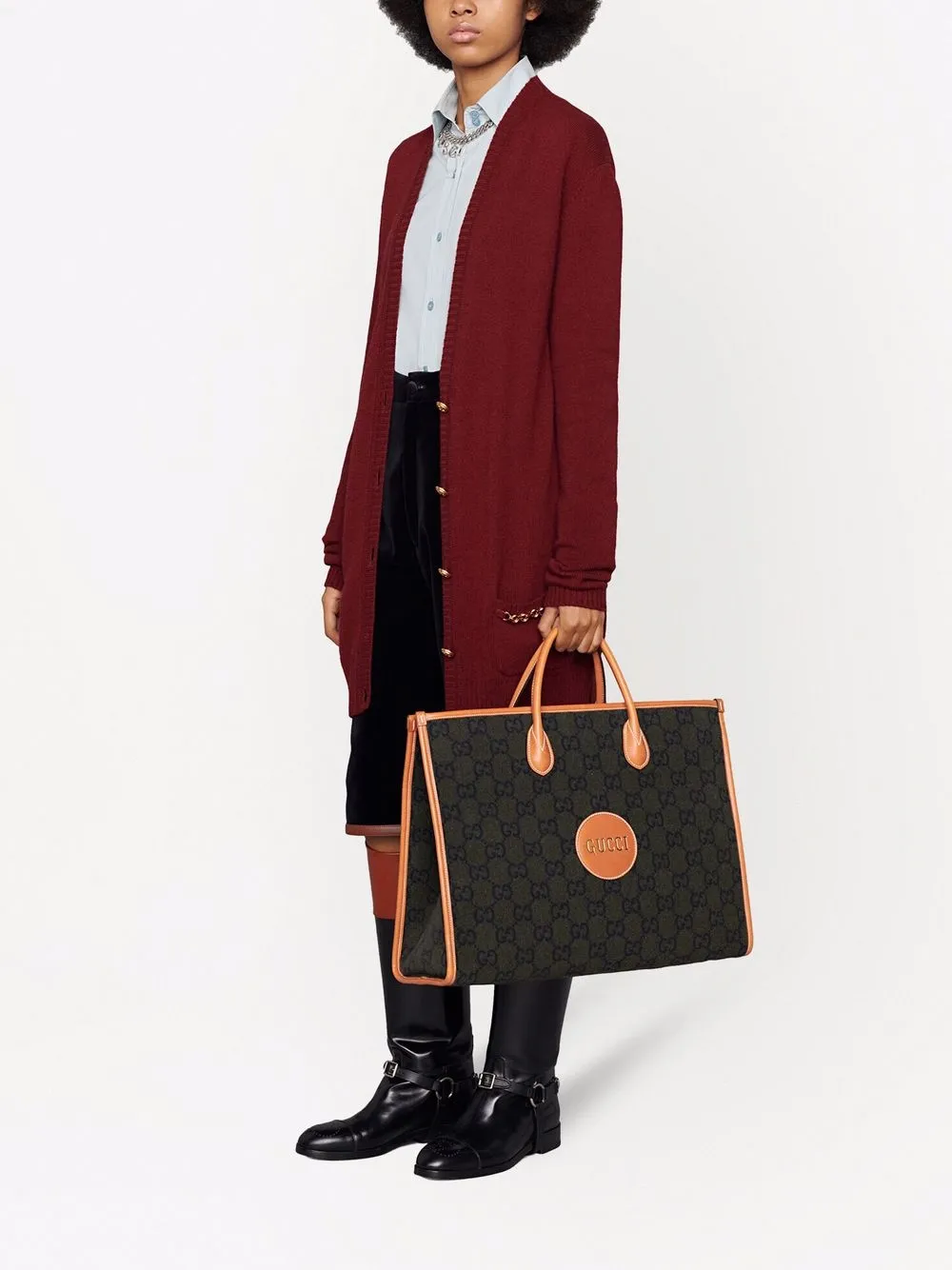 Gucci Script Wool Tote Bag In Green ModeSens