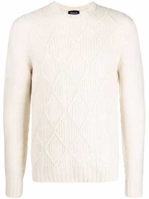 Drumohr diamantstrikket sweater med rund hals