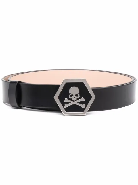 Philipp Plein skull-motif leather belt 