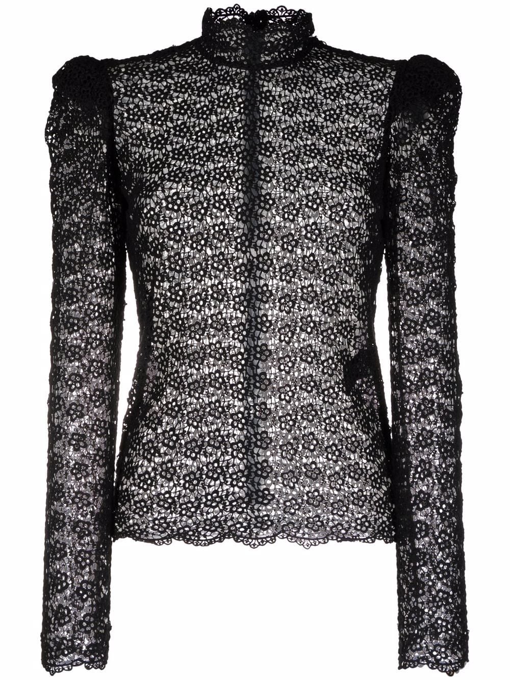 ISABEL MARANT Sheer Lace High Neck Top - Farfetch