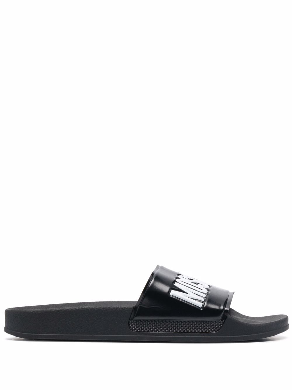 Moschino logo embossed slides – Black