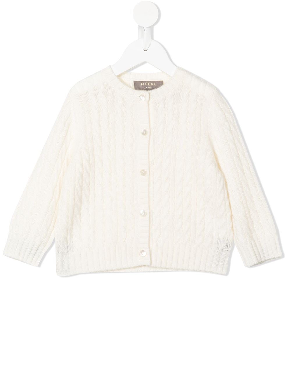 N.PEAL KIDS cable-knit cardigan - White