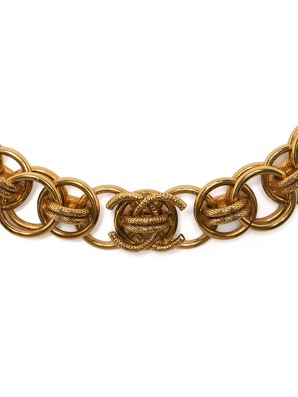 Pre-owned Chanel 1990s Cc Logo Chain Necklace In Gold