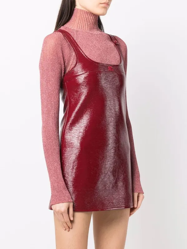 red vinyl mini dress Courreges square-neck shift Dress