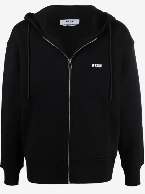 MSGM logo-print cotton hoodie