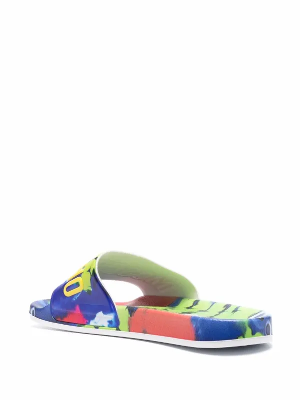 Moschino Tie-Dye Logo Slides - Blue