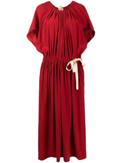 tied-waist gathered dress