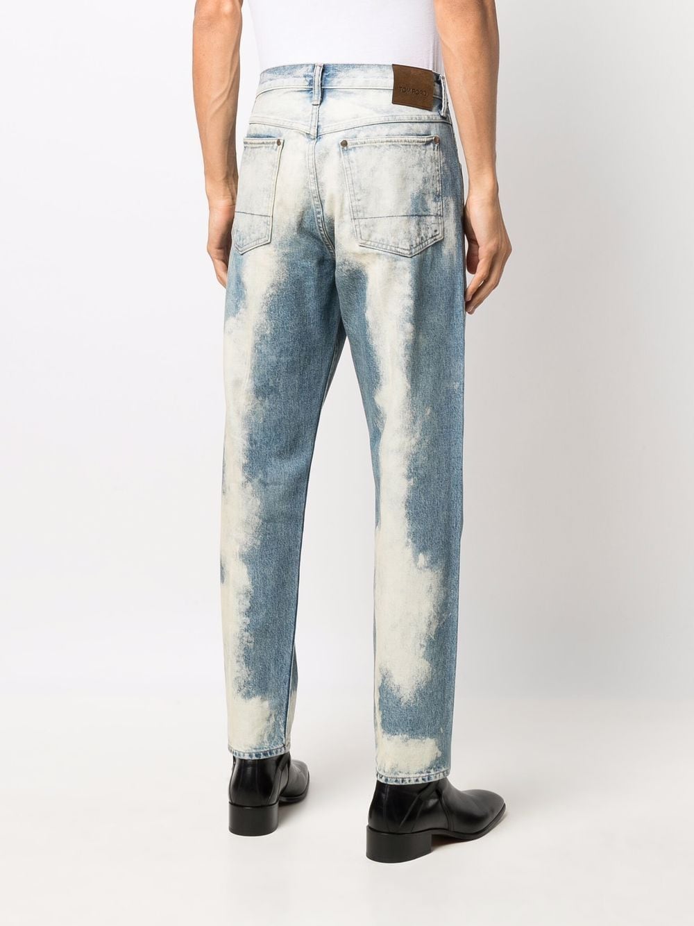 Shop Tom Ford Acid Wash Straight-leg Jeans In Blue