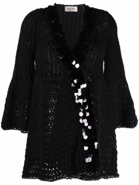 Blugirl black embellished draped cardigan for women | RH1005MA88L at ...