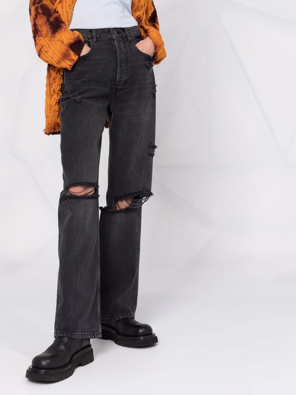 Shop Boyish Jeans Distressed Straight-leg Jeans In Schwarz