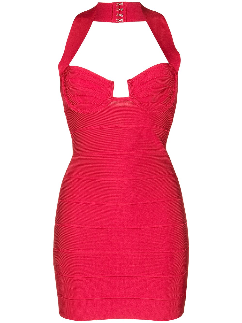 

Hervé Léger vestido midi tejido con paneles - Rojo