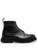 Giuliano Galiano crocodile effect lace-up boots - Black
