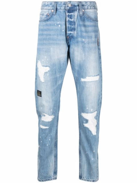 EVISU slim-fit ripped jeans