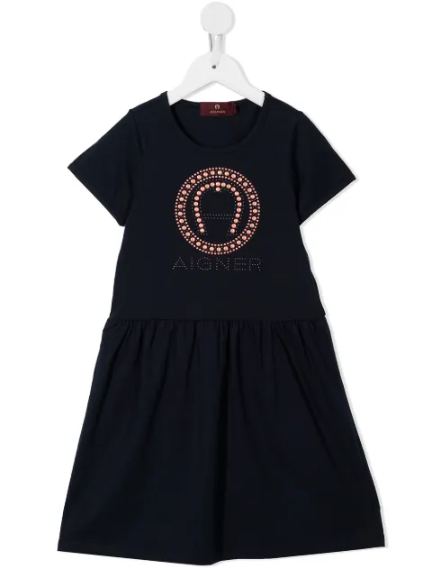Aigner Kids logo-print cotton dress 