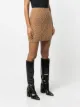 Nude cable knit wool-blend skirt