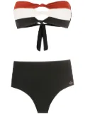Brigitte knot-detail striped bikini - Black