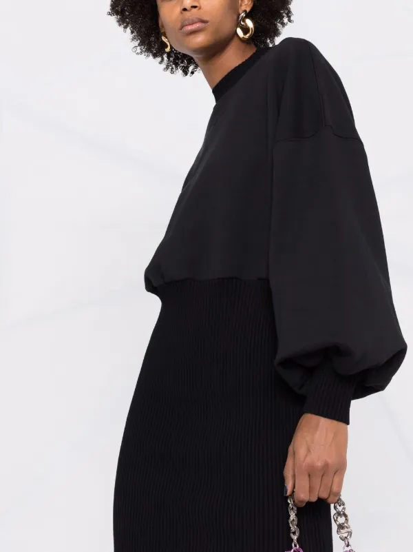 MSGM Logo-Embroidered Sweater Dress - Black