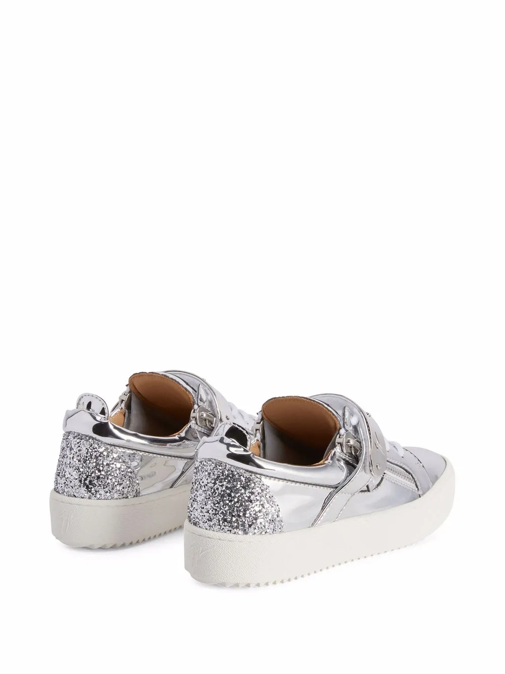 Giuseppe Zanotti Coby Touch-strap Leather Sneakers In Silver