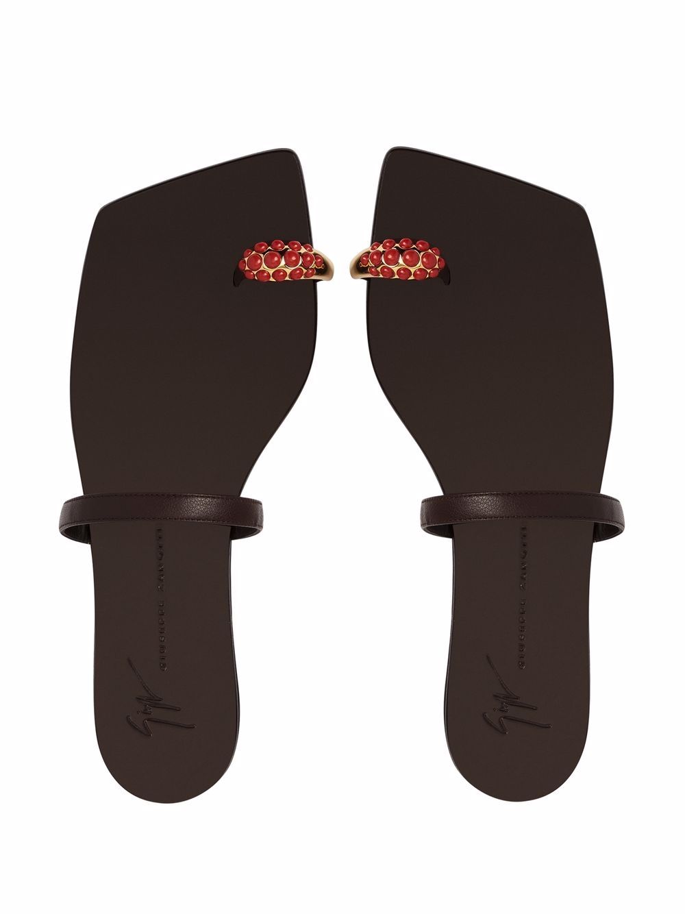 Shop Giuseppe Zanotti Alchemisia Ring Leather Sandals In 褐色